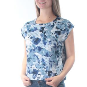 KIIND OF Womens Blue Short Sleeve Jewel Neck Top Size: M